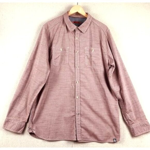 The North Face Men's XL Long-Sleeve Button-Up Shirt Red Heather Chest Pockets - Picture 1 of 10